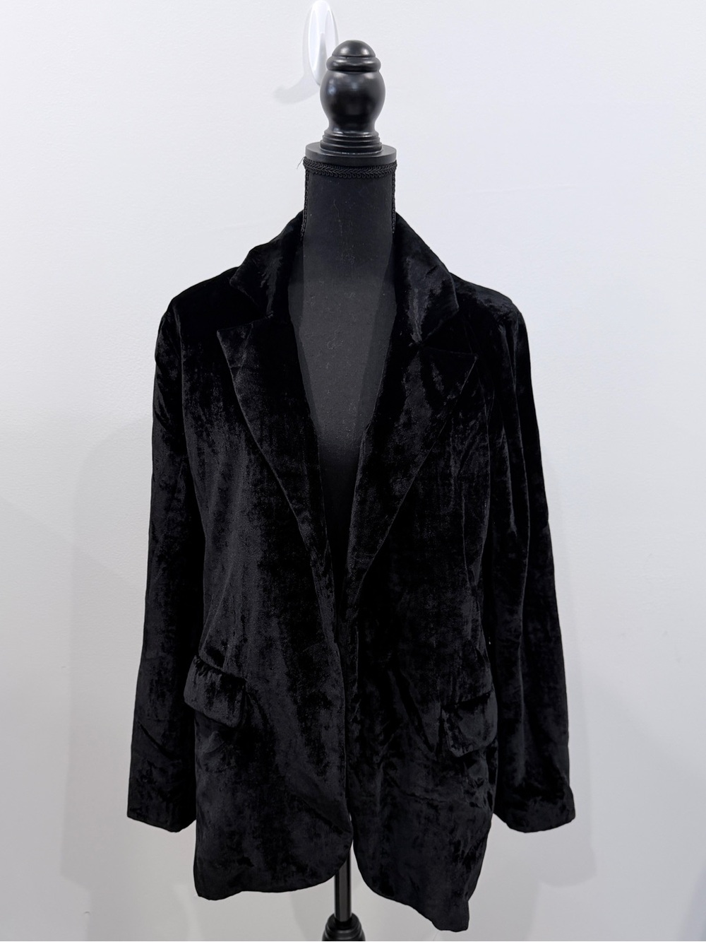 Chelsea28 Black Suede Open Front Cardigan with Pockets